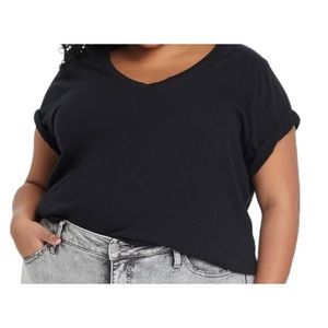 Ava & Viv Black V-Neck T-shirt, Plus size 1X